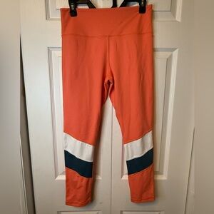 ZYIA Coral Leggings with White and Blue Stripes